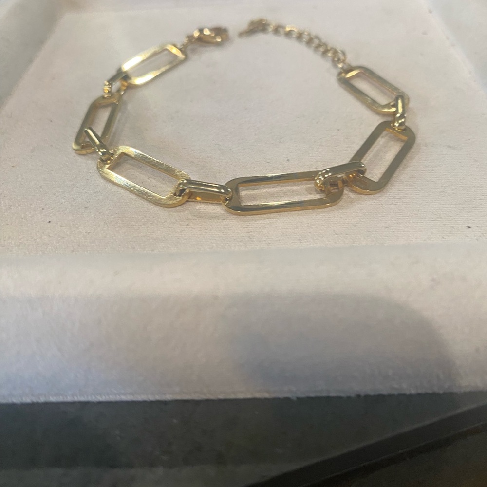 Elegant Gold Rectangular Link Bracelet - Women Jewelry Bracelets
